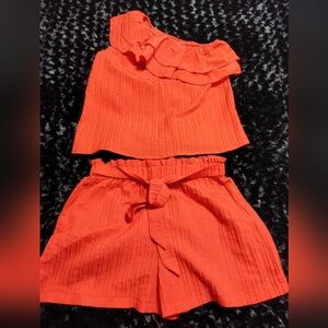 Red Ruffled Top and Shorts Set